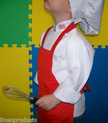 Coat chef jacket +apron+ hat+flag +name embroidery kids