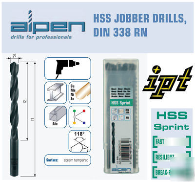 10.0MM alpen hss sprint jobber drills DIN338RN ( X10 )