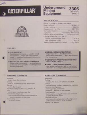 1995 caterpillar 3306 diesel mining engines brochure