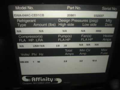 Affinity water to water heat exchanger water cooler