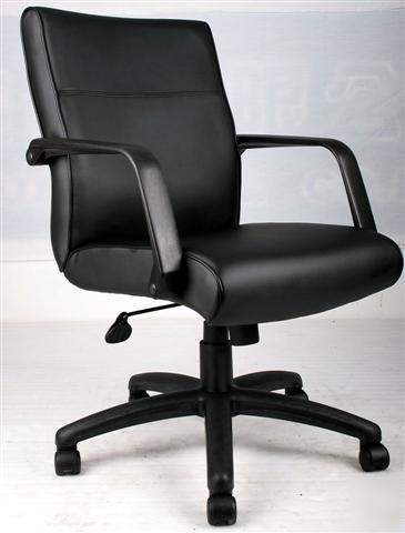 Black leather plus ergonomic managers office desk chair