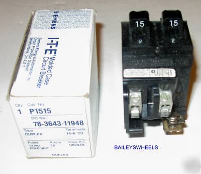 New ite pushmatic tandem twin 15A breaker P1515 