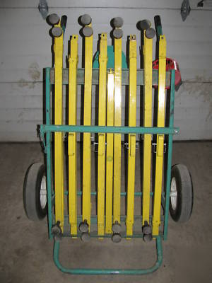 Safety barricade setup, 8 free standing holders w/cart