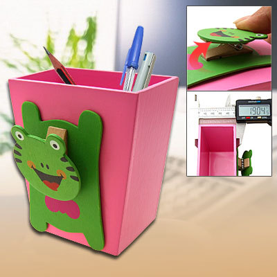 New desktop wooden pen pencil holder w memo clip 