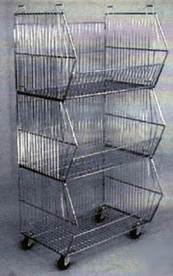 Chrome stacking baskets store display fixtures set of 3
