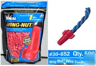 Ideal 30-652 wing-nut 452 wire connector red 500/bag