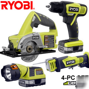 RyobiÂ® 4-pc power tool pack