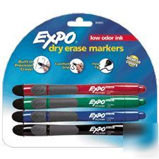 Sandford expo grip w/eraser, fine pt, 4PK asst. 84892