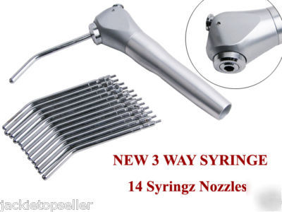 3-way dental air water syringe dentist+14 nozzles tips 