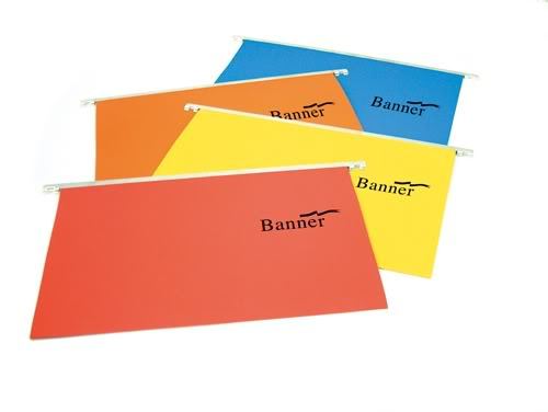 25 assorted colours foolscap v base suspension files