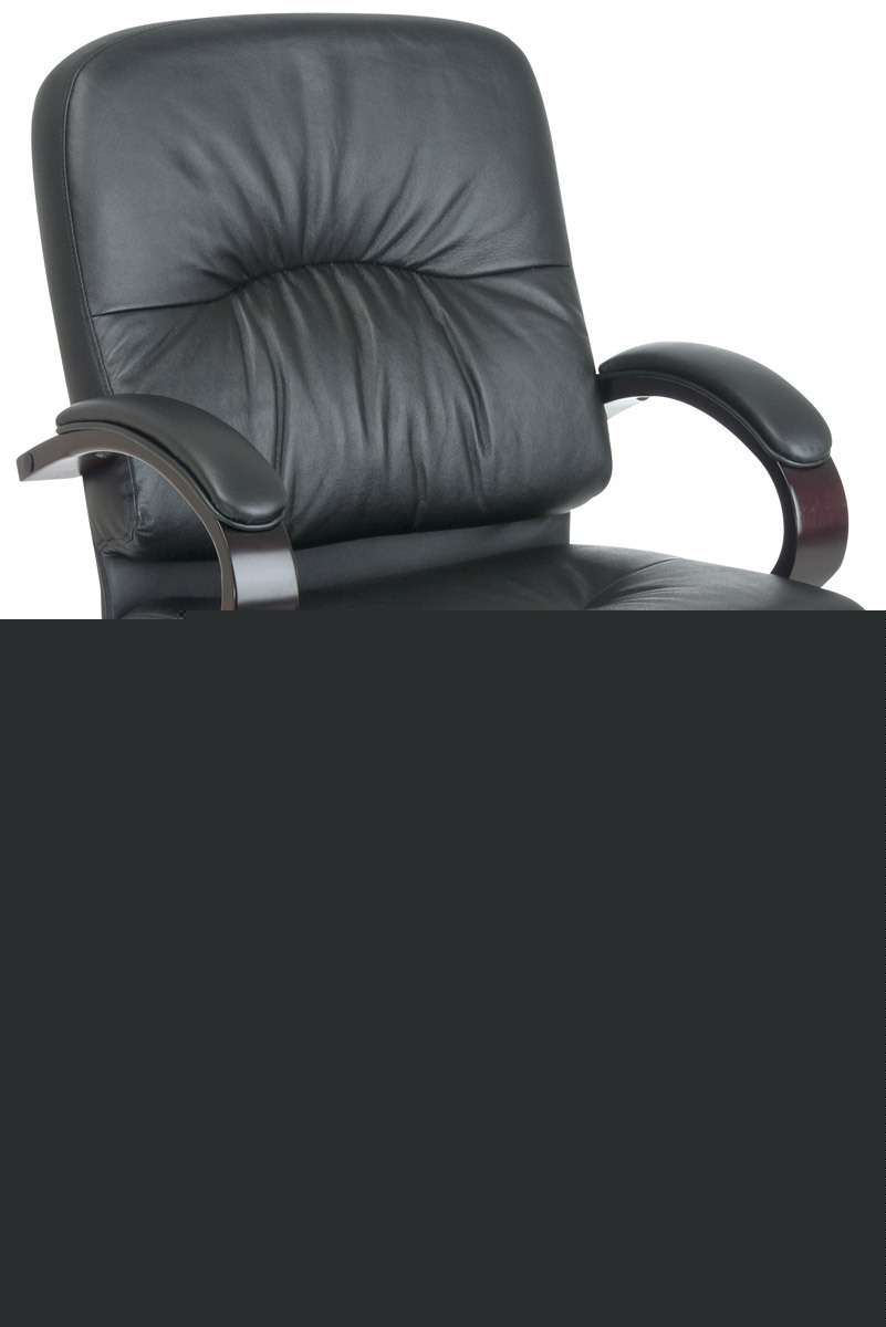 Black leather mid back computer desk office chair