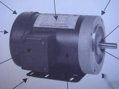 New electric motor 56C frame three phase 1 hp 1800 rpm 