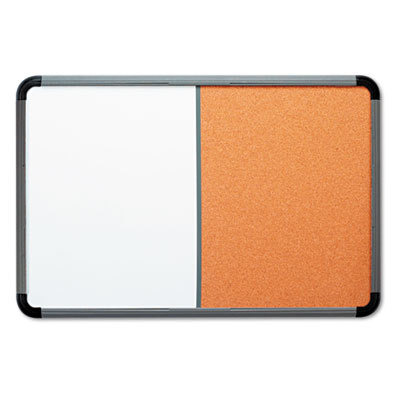 Combo dry erase/cork board,white/cork, charcoal frame