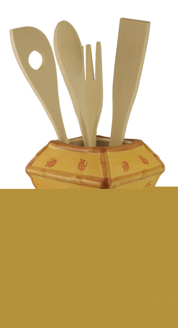 Kitchen utensil holder bamboo rooster 