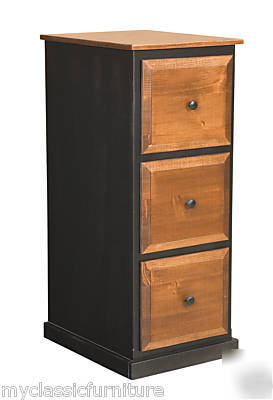 Amish made pine 3 drawer verticle filing cabinet 2 tone