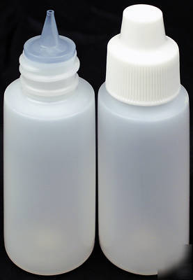 New plastic dropper bottles w/overcap, 1-oz. 50-pack 