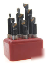 Set of 9 carbide tipped boring bars 3/8 dia for milling