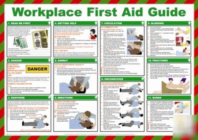 Workplace first aid guide poster laminated 590 x 420MM