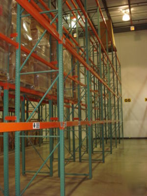 5 sections teardrop pallet rack / 40' run / 16' tall