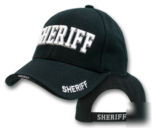 Deluxe sheriff white embroidered hat (black)
