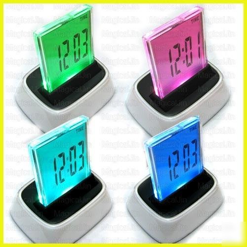 Digital 7 color lcd alarm clock + calendar+ thermometer