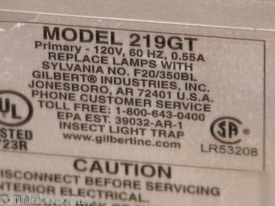 Insect light trap - gilbert # 219GT