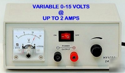 Hq dc power supply var 0 - 15 volts @ 2 a w/ test leads