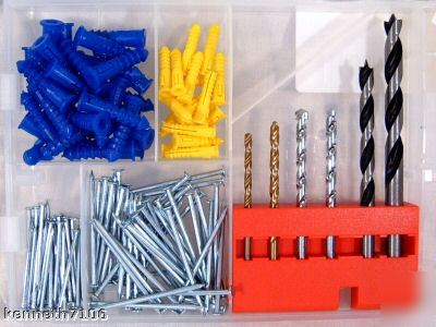 Screw assortment set drill bits anchors nails bolts