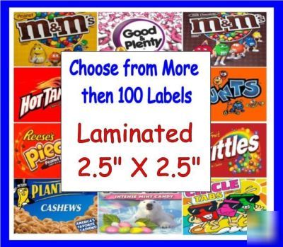 100 laminated vendstar vending candy gumball labels