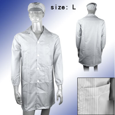Anti-static stripes size l white lab smock clothes