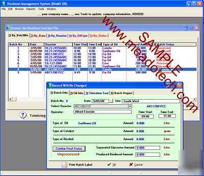 Biodiesel management system software bioms-08