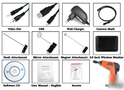 Camera wireless inspection 3.5 inch color monitor + dvr