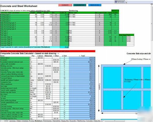 Construction estimating program for builders