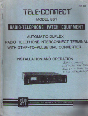 Syt manual tele-connect #861 radio-phone patch equipmnt