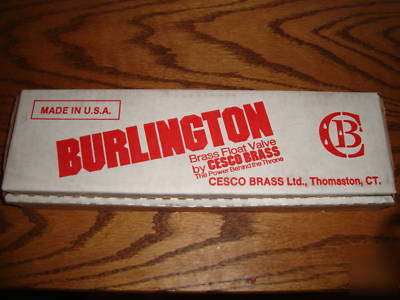 New cesco burlington brass float valve model 20R- 