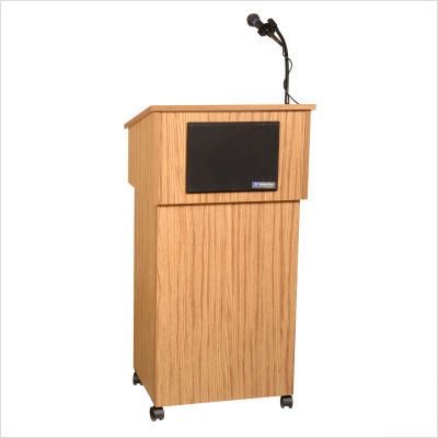 Tabletop lectern and lectern base finish: medium oak