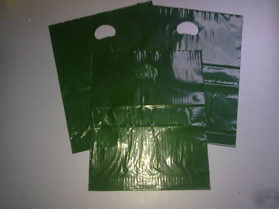 100 green heavy duty patch handle carrier bag 15X18X3 