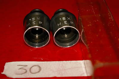 (2) nice 15X hep ao spencer microscope eyepieces 30 