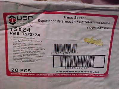 20PC. case of usp lumber connectors truss spacers TSX24