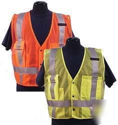 Ansi class 2 short waist mesh fr safety vest yellow lg