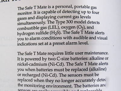 Gastech safe-t-mate type 300 safe air detector w/ alarm