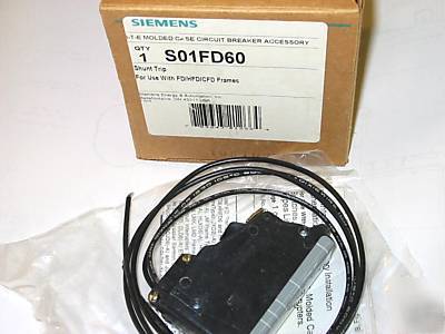 New S01FD60 siemens molded case breaker shunt trip 120V