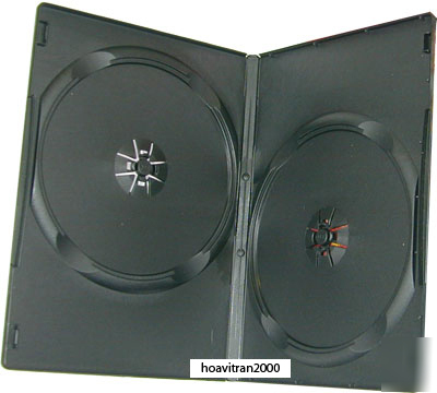 100 slim double cd dvd case box 7MM black movie storage