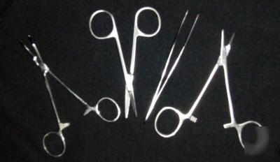4 surgical tools*scissors*tweezers*hemostats*medical