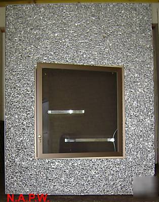 Display case flush mount in wall w/ lights