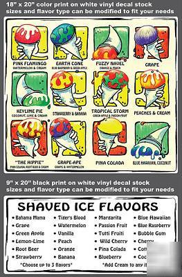 Shaved ice cream stickers, snow cones, hawaiian shave