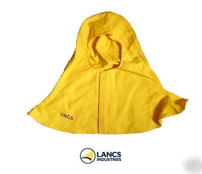 Cotton hood, yellow w/ velcro front, welding