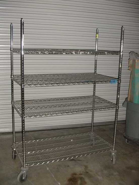 Metro 4 shelf rolling wire shelving 24