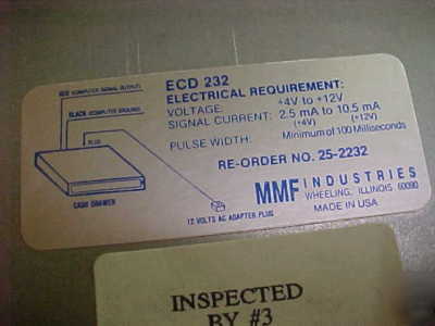 New mmf ecd 232 cash drawer bill tray power supply keys