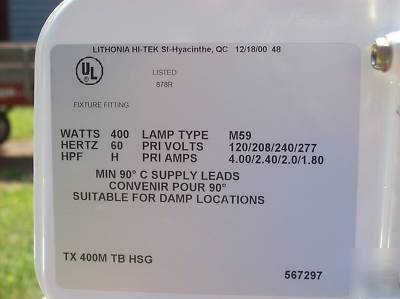 400 watt lithonia metal halide light used- great deal 